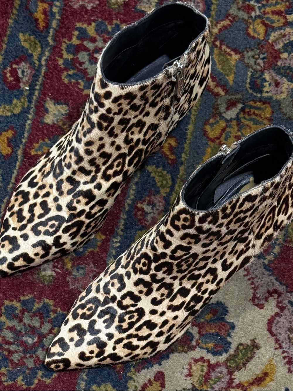 Sam Edelman Leopard Print Pointed Ankle Booties - Black & Tan